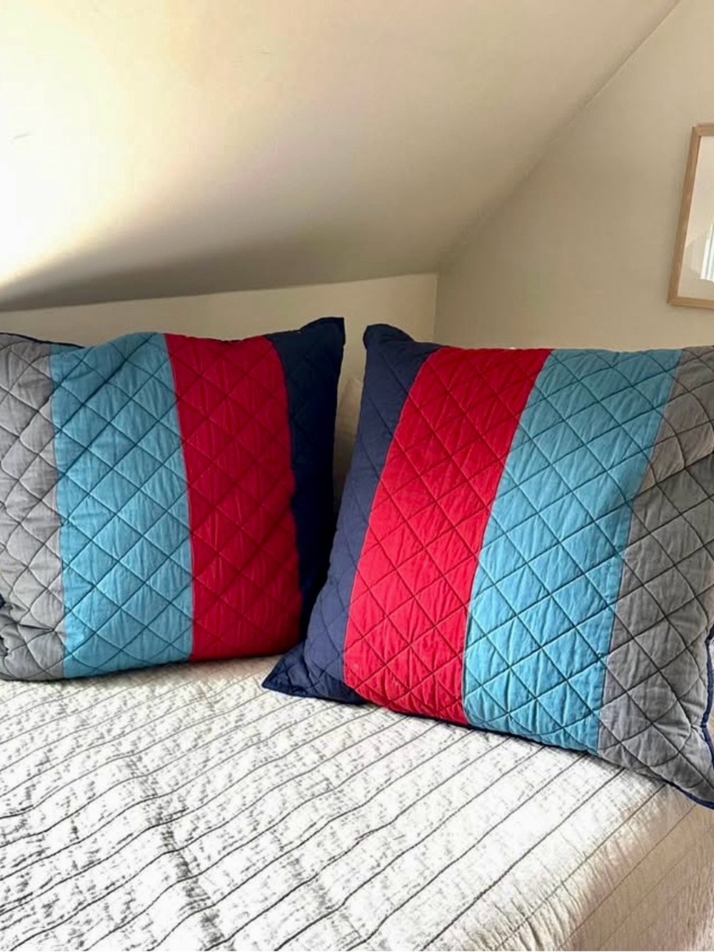 Pottery Barn Kids Blocked Stripe Euro Shams Set of 2 Like New